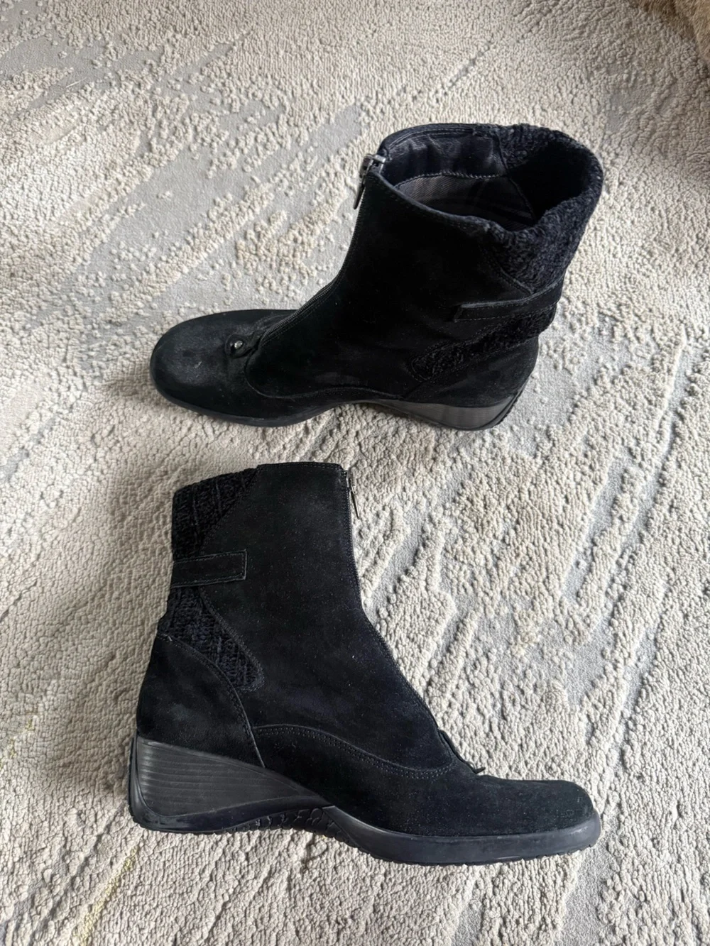Aquatalia Black Suede Ankle Boots Mia wedge Waterproof comfort 8